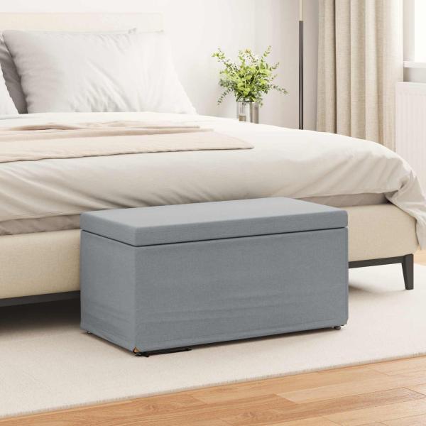 ARDEBO.de - Hocker Hellgrau 81 x 41 x 40 cm Stoff und Pressholz