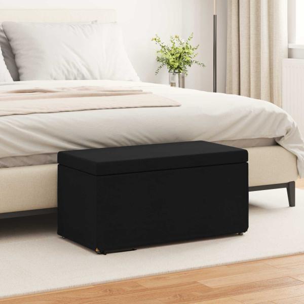 ARDEBO.de - Hocker Schwarz 81 x 41 x 40 cm Stoff und Pressholz