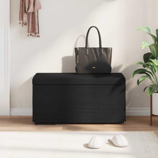 Hocker Schwarz 81 x 41 x 40 cm Stoff und Pressholz