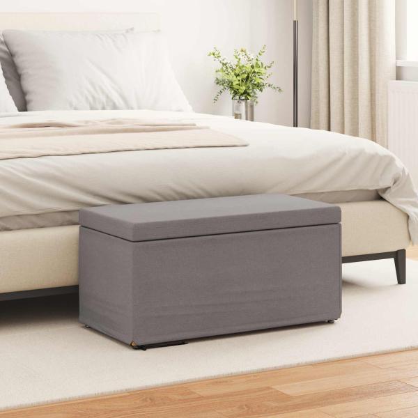 ARDEBO.de - Hocker Taupe 81 x 41 x 40 cm Stoff und Pressholz