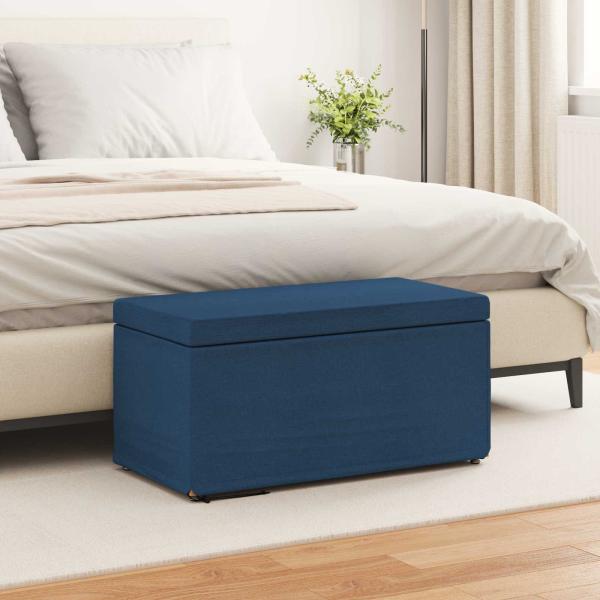 ARDEBO.de - Hocker Blau 81 x 41 x 40 cm Stoff und Pressholz
