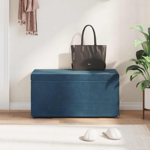 Hocker Blau 81 x 41 x 40 cm Samt und Engineering Holz