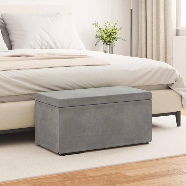 ARDEBO.de - Hocker Hellgrau 81 x 41 x 40 cm Samt und Engineering Holz