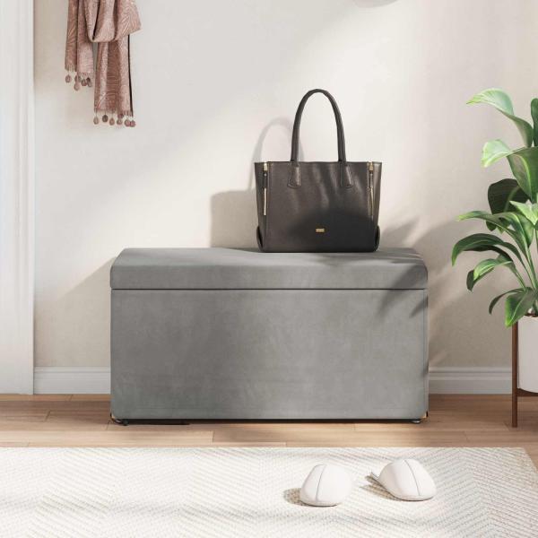 Hocker Hellgrau 81 x 41 x 40 cm Samt und Engineering Holz