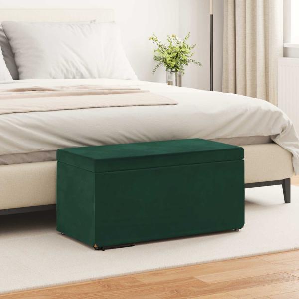 ARDEBO.de - Hocker Dunkelgrün 81 x 41 x 40 cm Samt und Engineering Holz