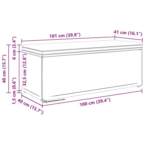 ARDEBO.de - Hocker Dunkelgrau 101 x 41 x 40 cm Stoff und Pressholz