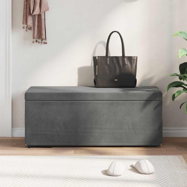 Hocker Dunkelgrau 101 x 41 x 40 cm Samt und Engineering Holz