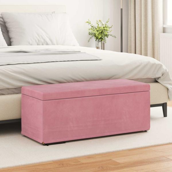 ARDEBO.de - Hocker Rosa 101 x 41 x 40 cm Samt und Engineering Holz