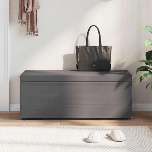 Hocker Grau 101 x 41 x 40 cm Kunstleder und Engineering Holz