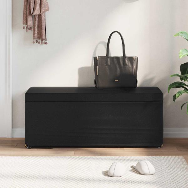 Hocker Schwarz 101 x 41 x 40 cm Kunstleder und Engineering Holz