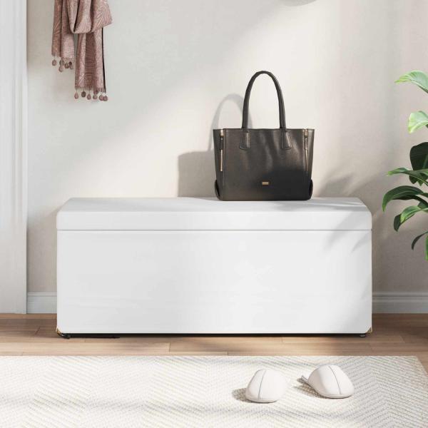 Hocker Weiß 101 x 41 x 40 cm Kunstleder und Engineering Holz