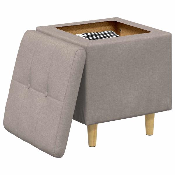 Aufbewahrungsottomane mit Kissen Taupe 40 x 40 x 45 cm Stoff
