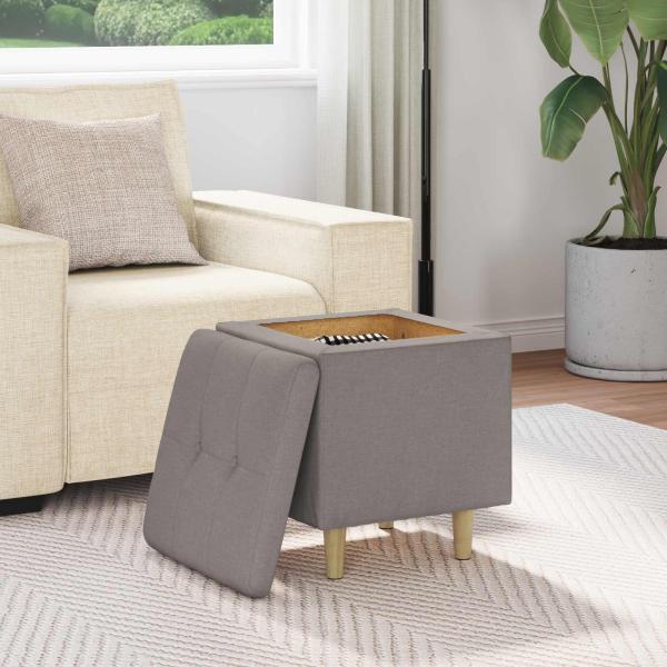 Aufbewahrungsottomane mit Kissen Taupe 40 x 40 x 45 cm Stoff