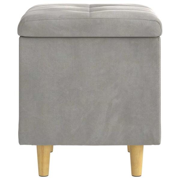 Aufbewahrungsottomane mit Kissen Hellgrau 40 x 40 x 45 cm Samt