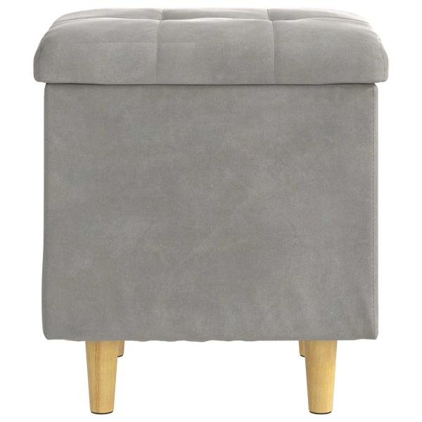 Aufbewahrungsottomane mit Kissen Hellgrau 40 x 40 x 45 cm Samt