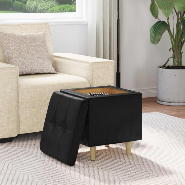 Ottoman mit Stauraum Schwarz 40 x 40 x 45 cm Kunstleder
