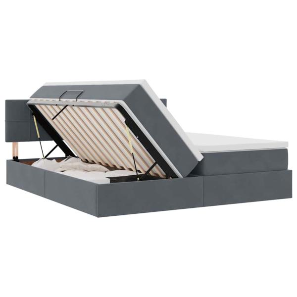 Bett mit LED-Lichtleisten Dunkelgrau 180 x 200 cm Samt