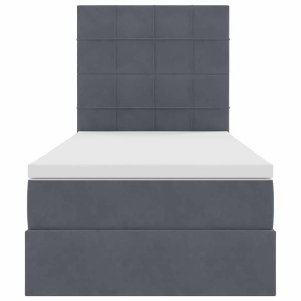 Bett mit Stauraum und LED mit LED Dunkelgrau 90 x 190 cm Samt