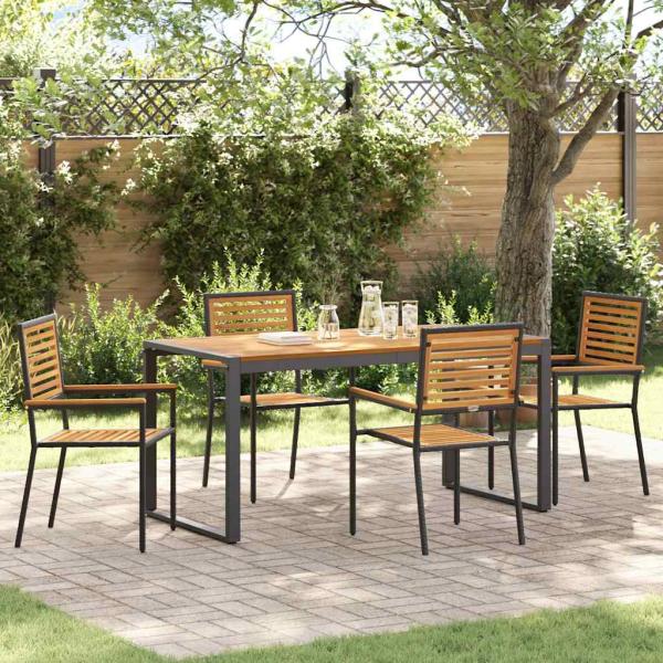 ARDEBO.de - Garten Essgruppe 5 pcs Schwarz und Braun Poly-Rattan