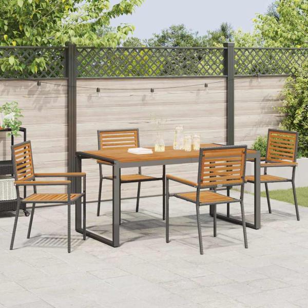 Garten Essgruppe 5 pcs Schwarz und Braun Poly-Rattan