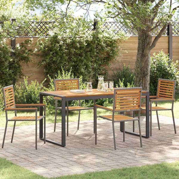 ARDEBO.de - Garten Essgruppe 5 pcs Grau und Braun Poly-Rattan
