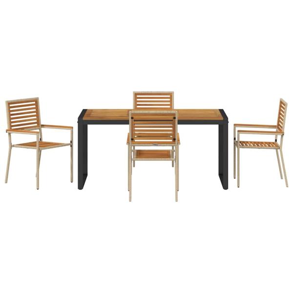 Garten Essgruppe 5 pcs Beige und Braun Poly-Rattan