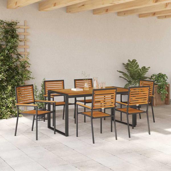 Garten Essgruppe 7 pcs Schwarz und Braun Poly-Rattan
