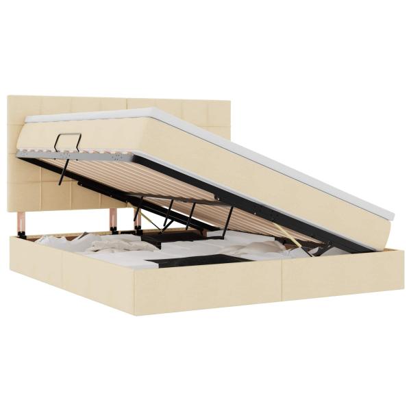 Aufbewahrungsbett mit Matratze Creme 160 x 200 cm Stoff