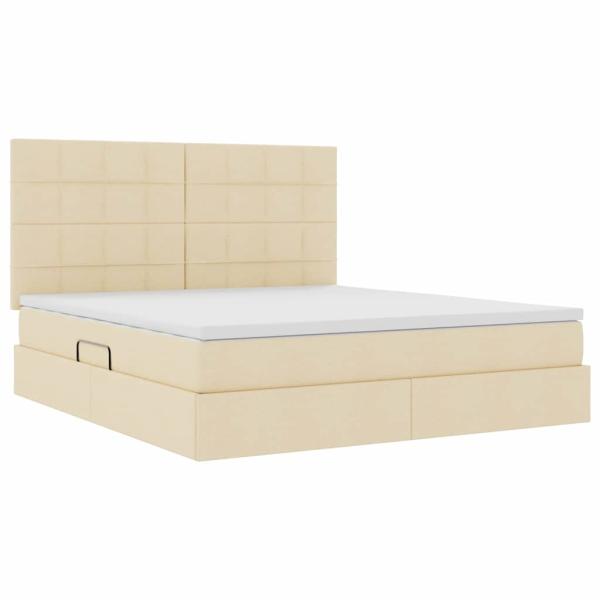 Aufbewahrungsbett mit Matratze Creme 160 x 200 cm Stoff