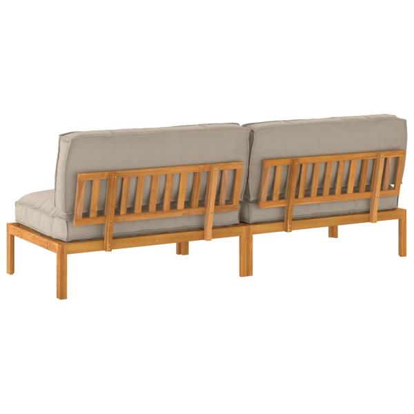 Sofa Set mit Kissen Taupe 240 x 92 x 69 cm Massivholz Akazie