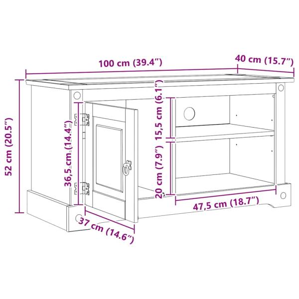 TV-Schränk Corona Weiß 100 x 40 x 52 cm Massives Kiefernholz