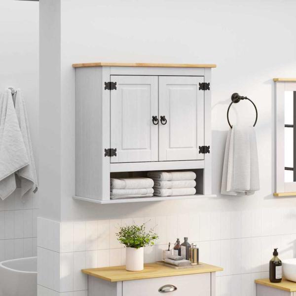 ARDEBO.de - Hängeschrank Corona Weiß 70 x 33 x 71,5 cm Massives Kiefernholz