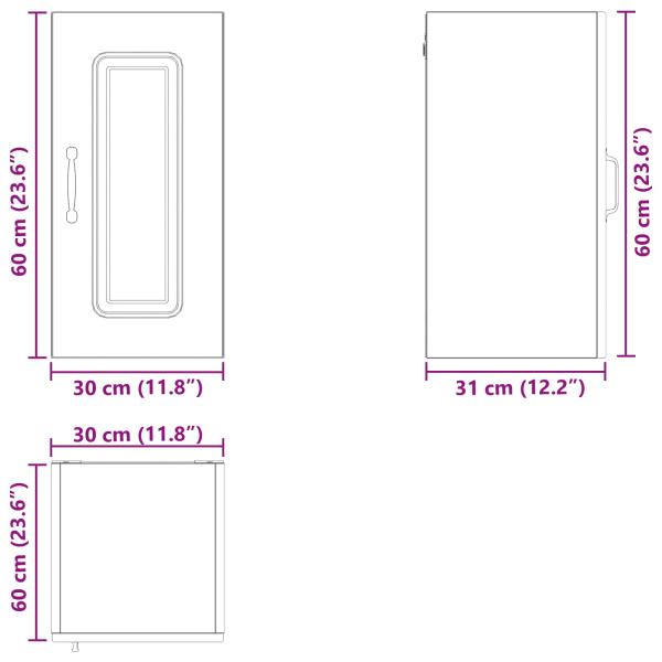 Küchenschrank Kalmar Schwarz Eichen-Optik 30 x 31 x 60 cm