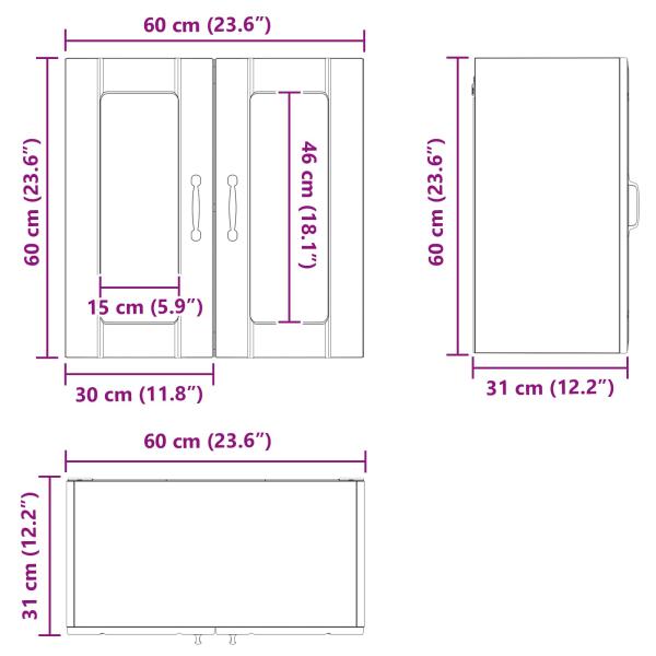 Küchenschrank mit Speicher Schwarz Eichen-Optik 60 x 31 x 60 cm