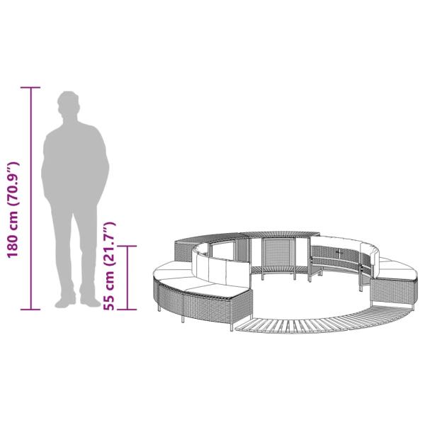 Whirlpool-Umrandung Schwarz Poly-Rattan und Massivholz Akazie