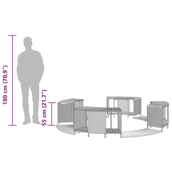Whirlpool-Umrandung Grau Poly Rattan und Massivholz Akazie