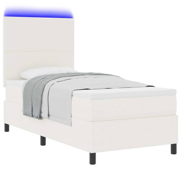 LED Boxspringbett Creme und Weiß 100 x 200 cm Cordstoff