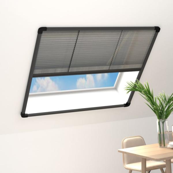 ARDEBO.de - Insektenschutz-Plissee für Fenster Alu Anthrazit 120x120 cm