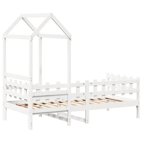 Tagesbett mit Dach Weiß 80x200 cm Massivholz Kiefer