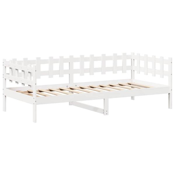 ARDEBO.de - Tagesbett und Bank mit Dach Weiß 80x200 cm Kiefernholz