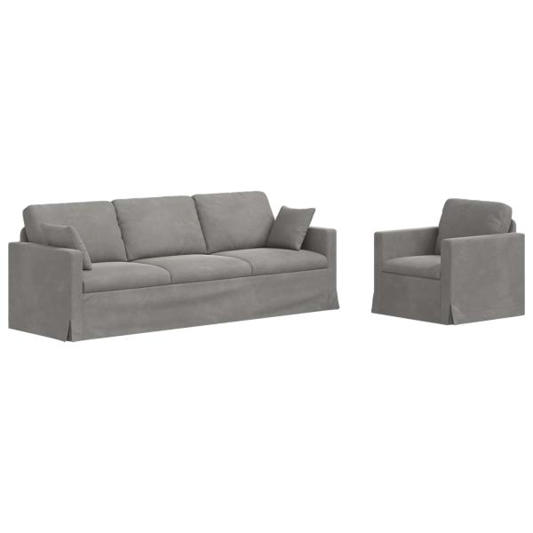 ARDEBO.de - Sofa 2 pcs Hellgrau 228 x 78 x 80 cm Samt