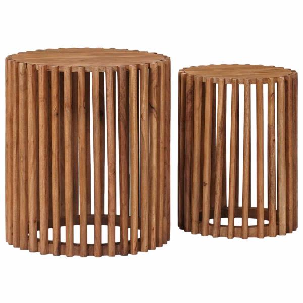 ARDEBO.de - Beistelltisch-Set mit Speicher mit Tür Braun 40 x 40 x 45 cm