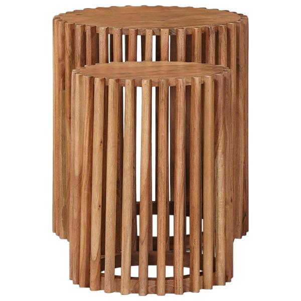 Beistelltisch-Set mit Speicher mit Tür Braun 40 x 40 x 45 cm