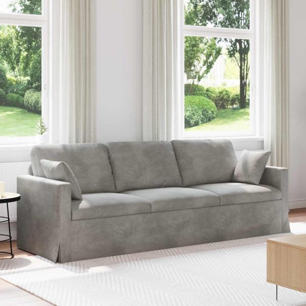 ARDEBO.de - Sofa Hellgrau 228 x 78 x 80 cm Samt