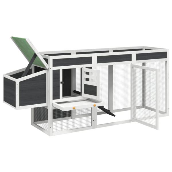 Hühnerstall Grau 204x50x84 cm Massivholz Kiefer