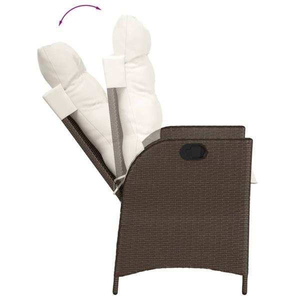 3-tlg. Bistro-Set mit Kissen Braun Poly Rattan