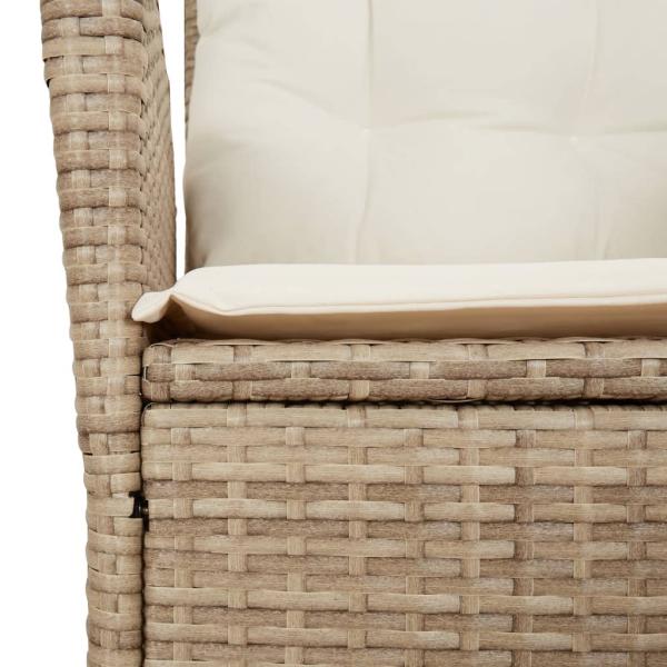 3-tlg. Bistro-Set mit Kissen Beige Poly Rattan