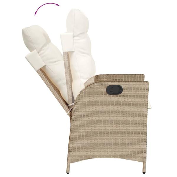 3-tlg. Bistro-Set mit Kissen Beige Poly Rattan