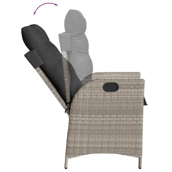 3-tlg. Bistro-Set mit Kissen Hellgrau Poly Rattan