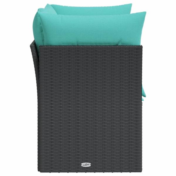 Gartensofa mit Kissen 2-Sitzer Schwarz Poly Rattan